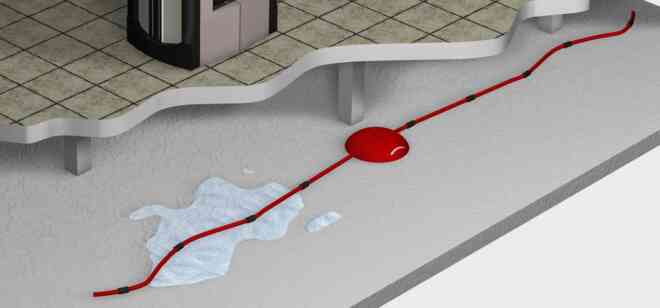 water leak detection cable as part of underfloor leak detection system